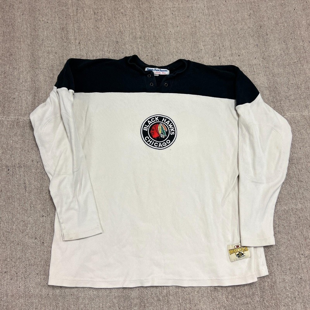 Chicago Black Hawks Ebbets Field Flannels Jersey Mens XXL White 1990s Canada